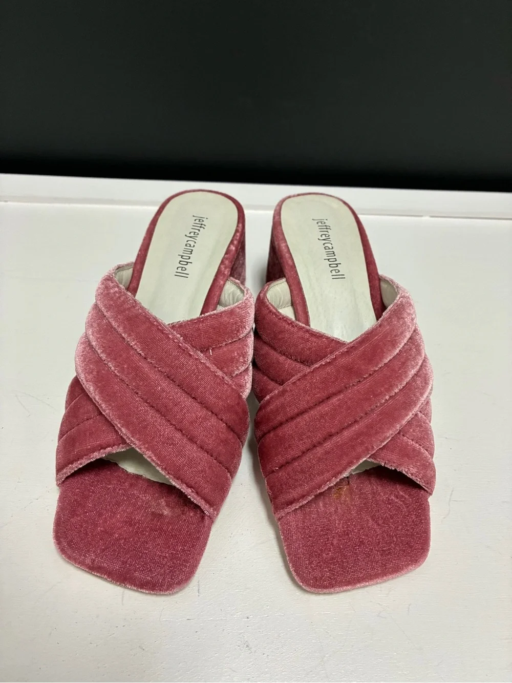Jeffrey Campbell NWT Rose Velvet Crisscross Block Heel Slide